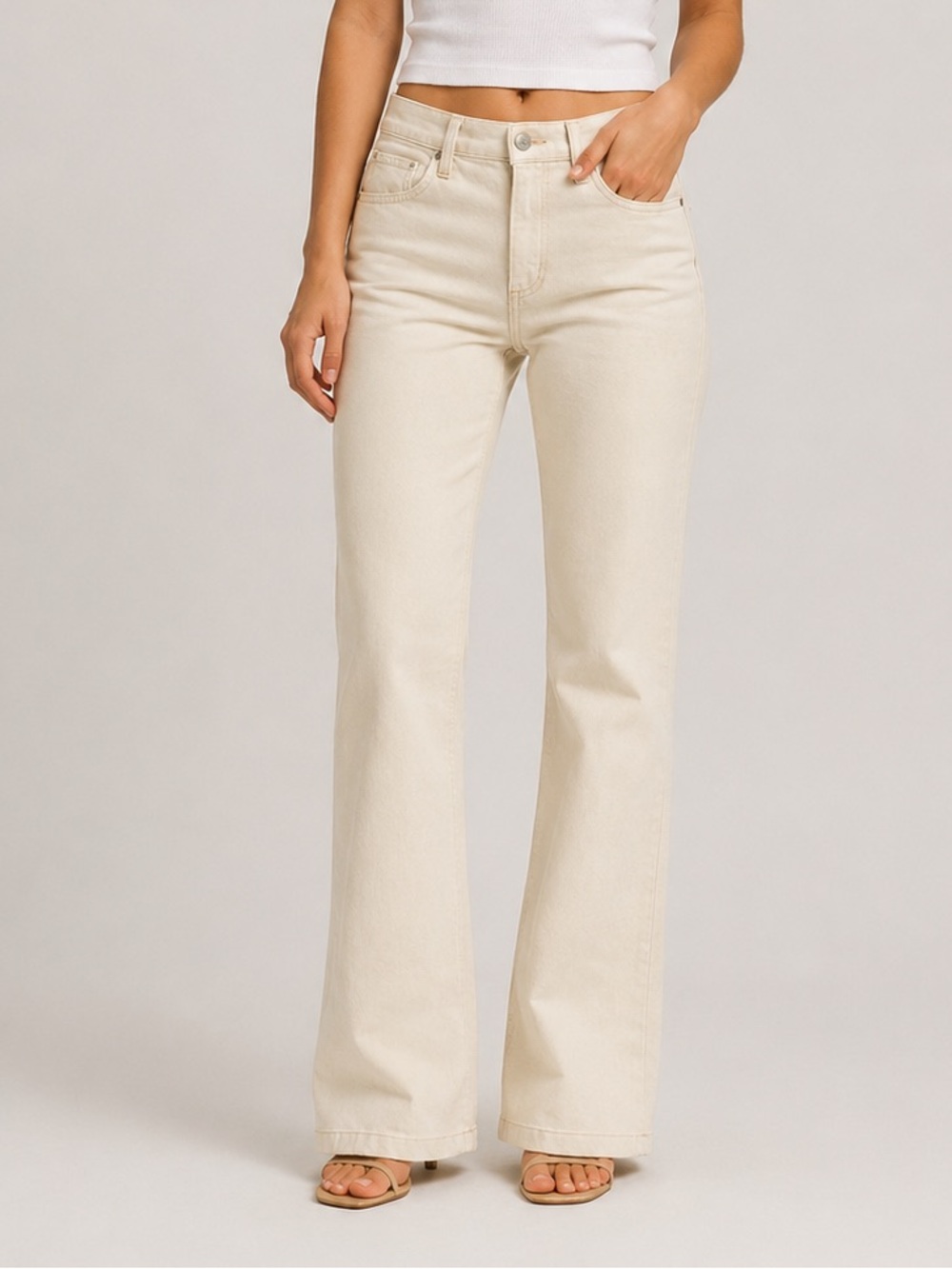 Joe's Jeans High-Rise Flare Wide Leg Jeans Size 27 Cream Ecru Summer